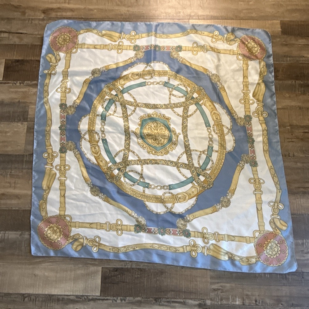 vintage scarf silk 34 X 34 Inches Hand Rolled Hem